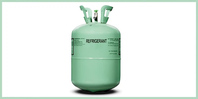 A view of a freon AC refrigerant cylinder