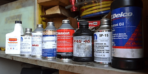 A view of various AC oils on the shelf