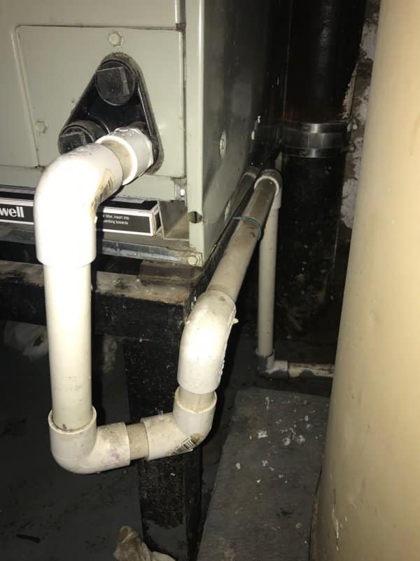 A view of a condensate pipe of an ac