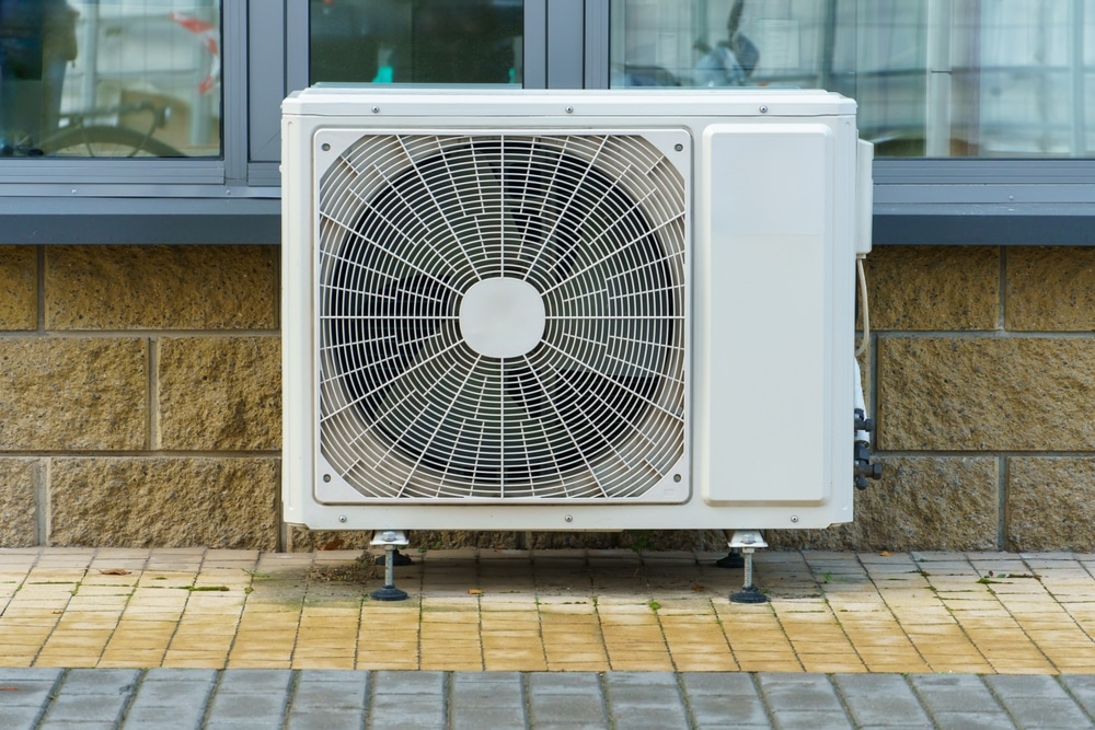 A view of an outer of an ac on a roof