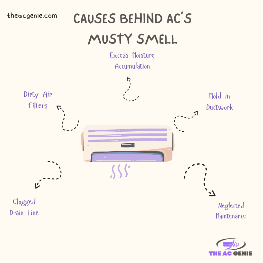 A graphical representation of the causes of musty ac smell ( )