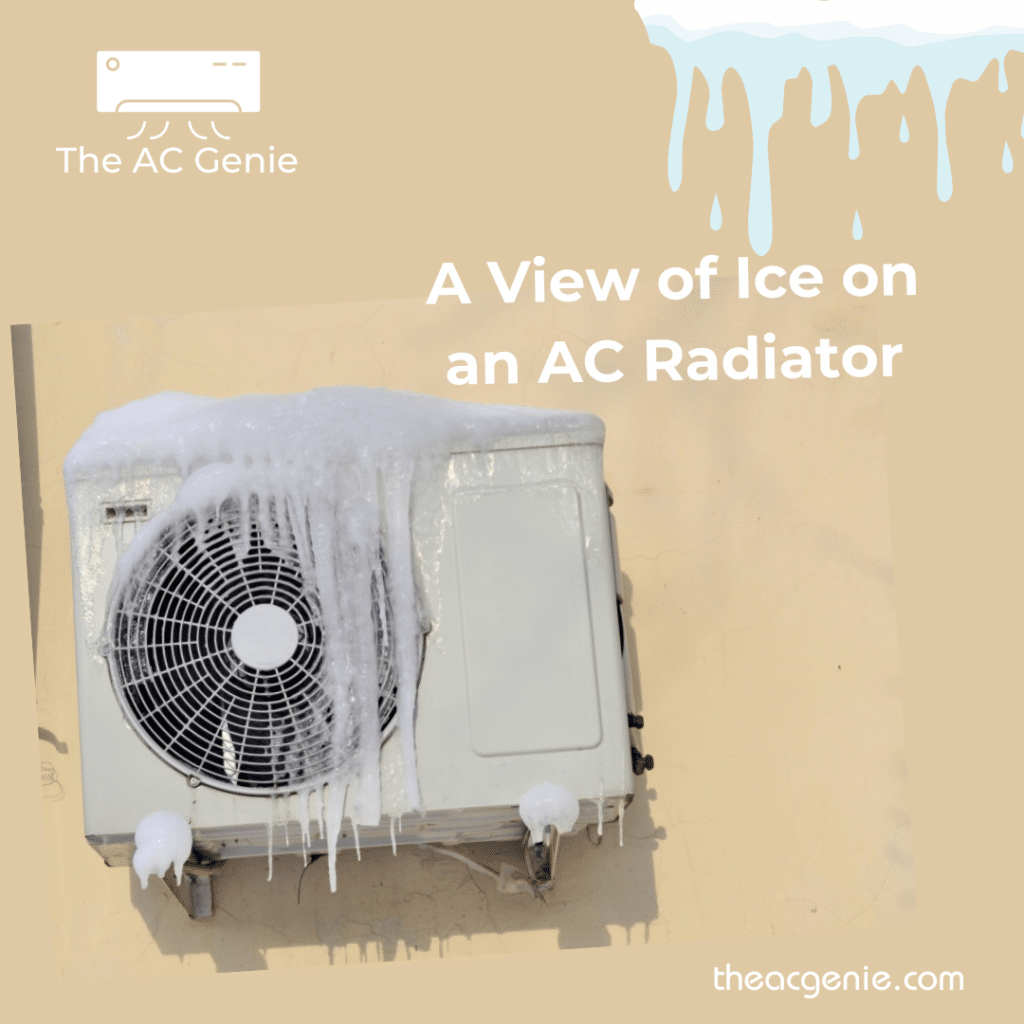 A view of ice on the ac radiator